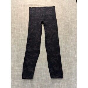 Spanx Camo Leggings Black Gray High Rise Stretch Athletic XL